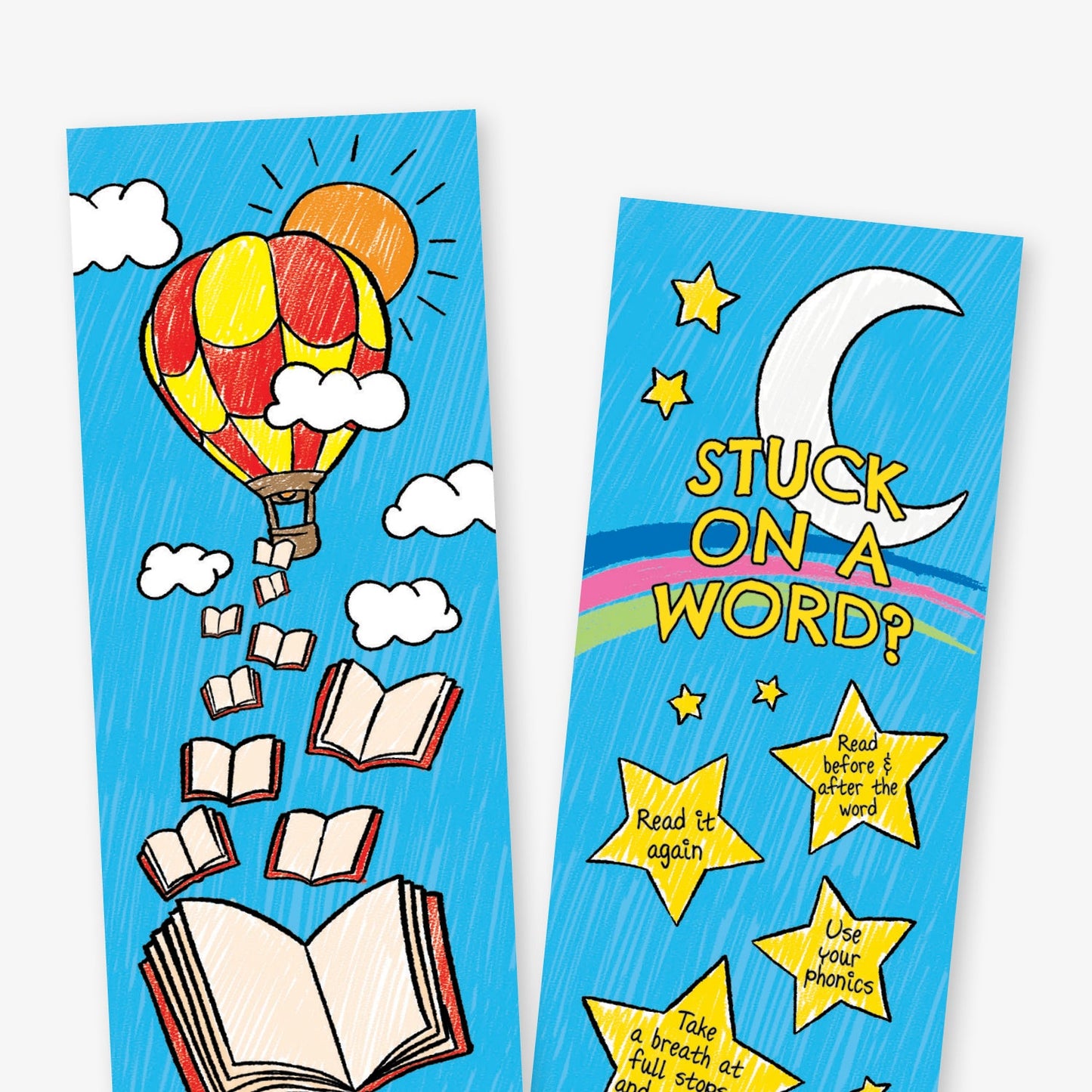 30 Stuck on a Word Hot Air Balloon Bookmarks