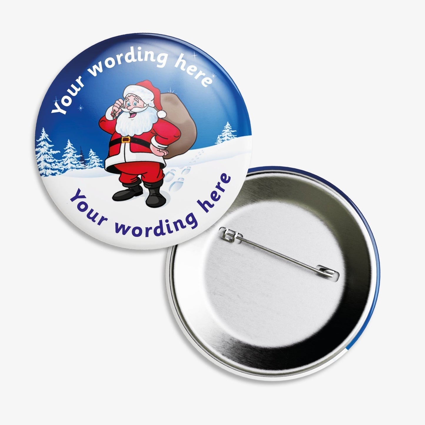10 Personalised Merry Christmas Santa Award Badges - 50mm