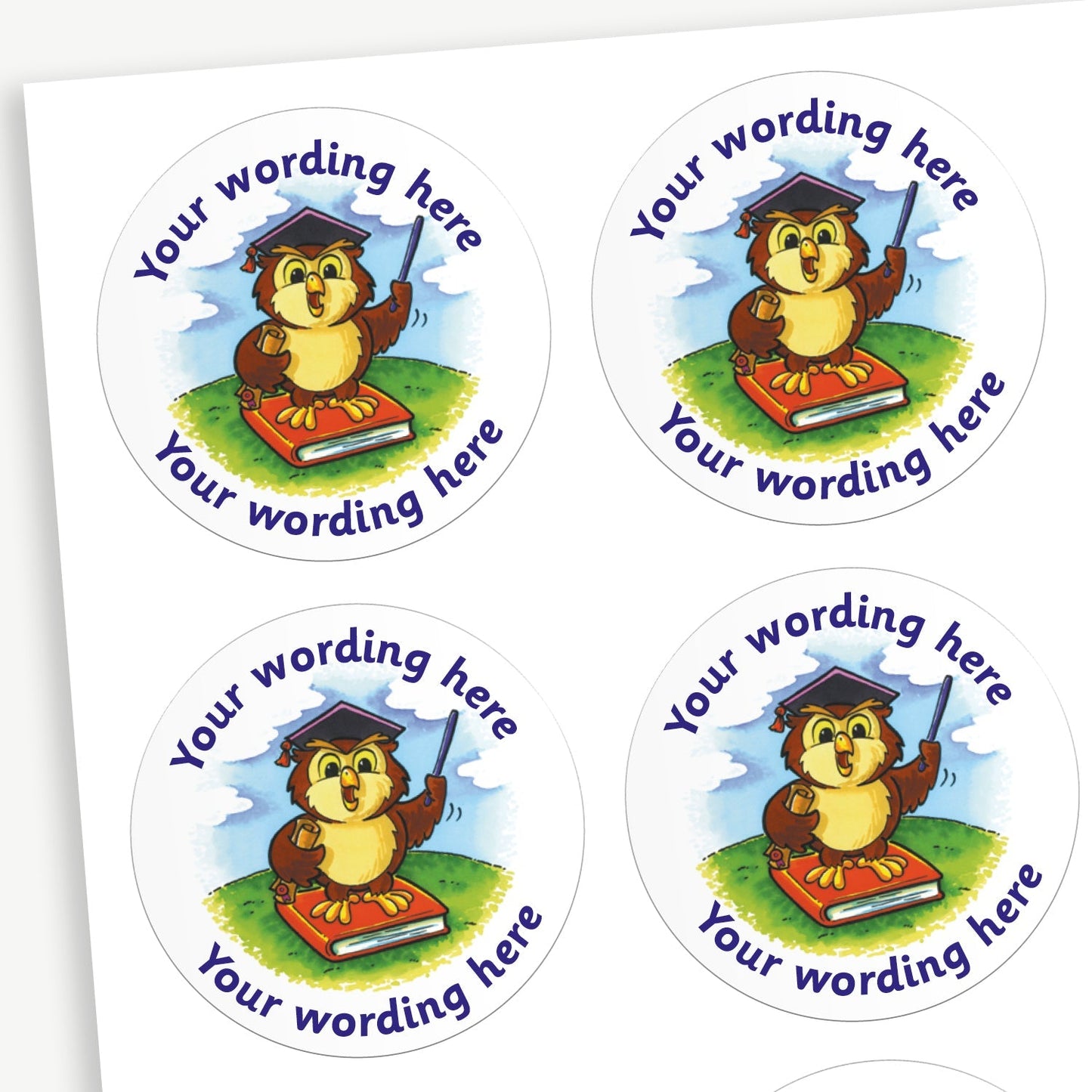 35 Personalised Teacher Owl Stickers - 37mm