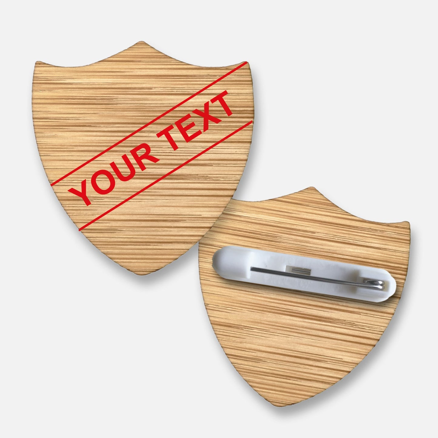 Personalised Bamboo Shield Badge - Single Line