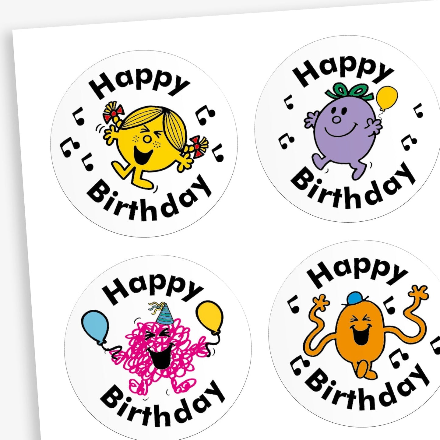 35 Mr Men & Little Miss Birthday Stickers - 37mm