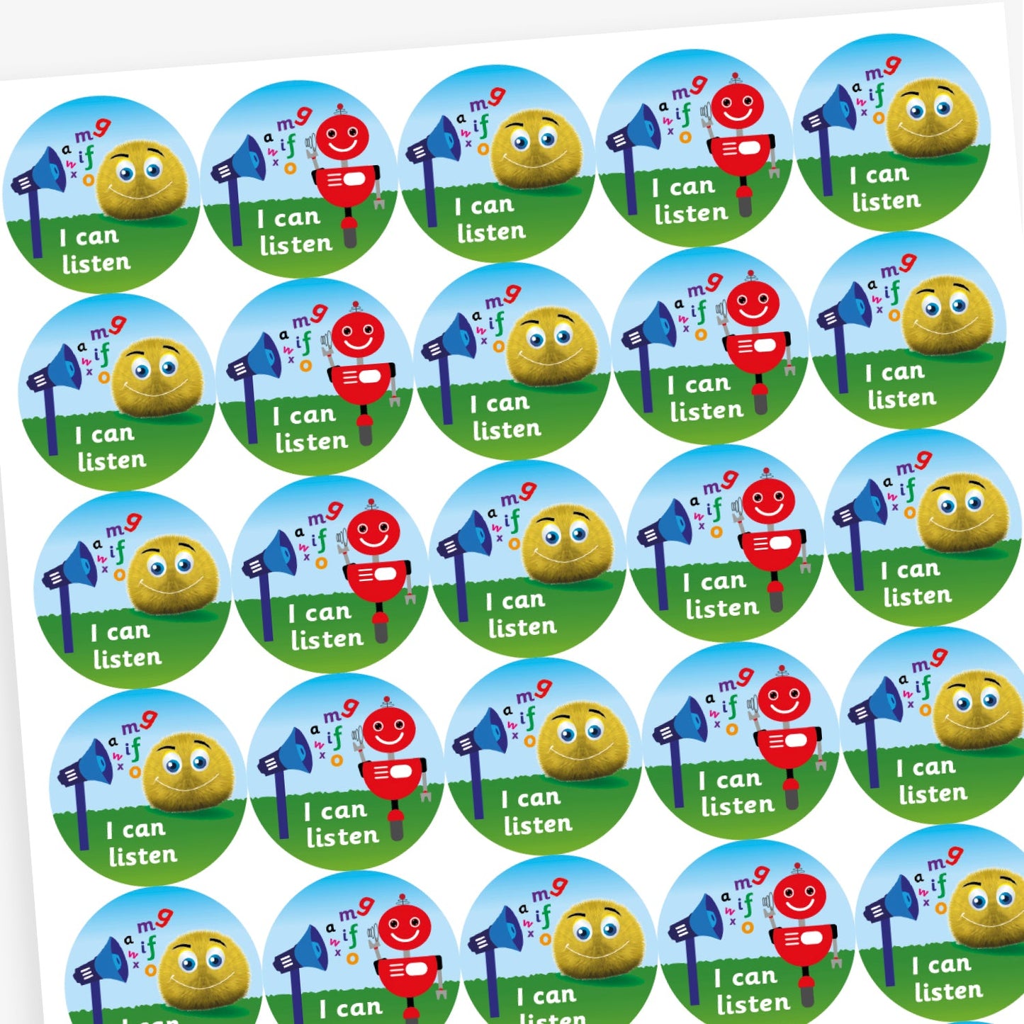 35 I Can Listen Fun Bugs Stickers - 37mm