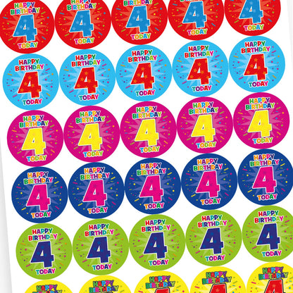 35 4th Birthday Stickers - 37mm