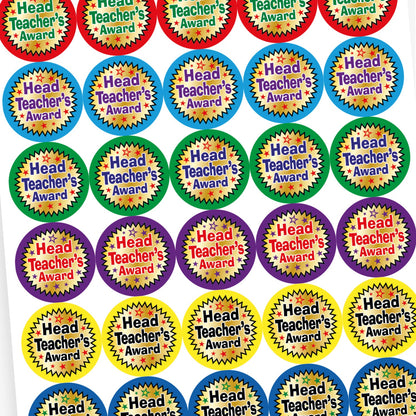 Metallic Head Teacher's Award Stickers - 37mm