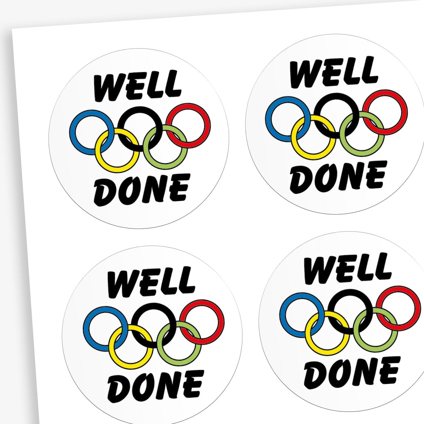 35 Well Done Rings Sports Day Stickers - 37mm
