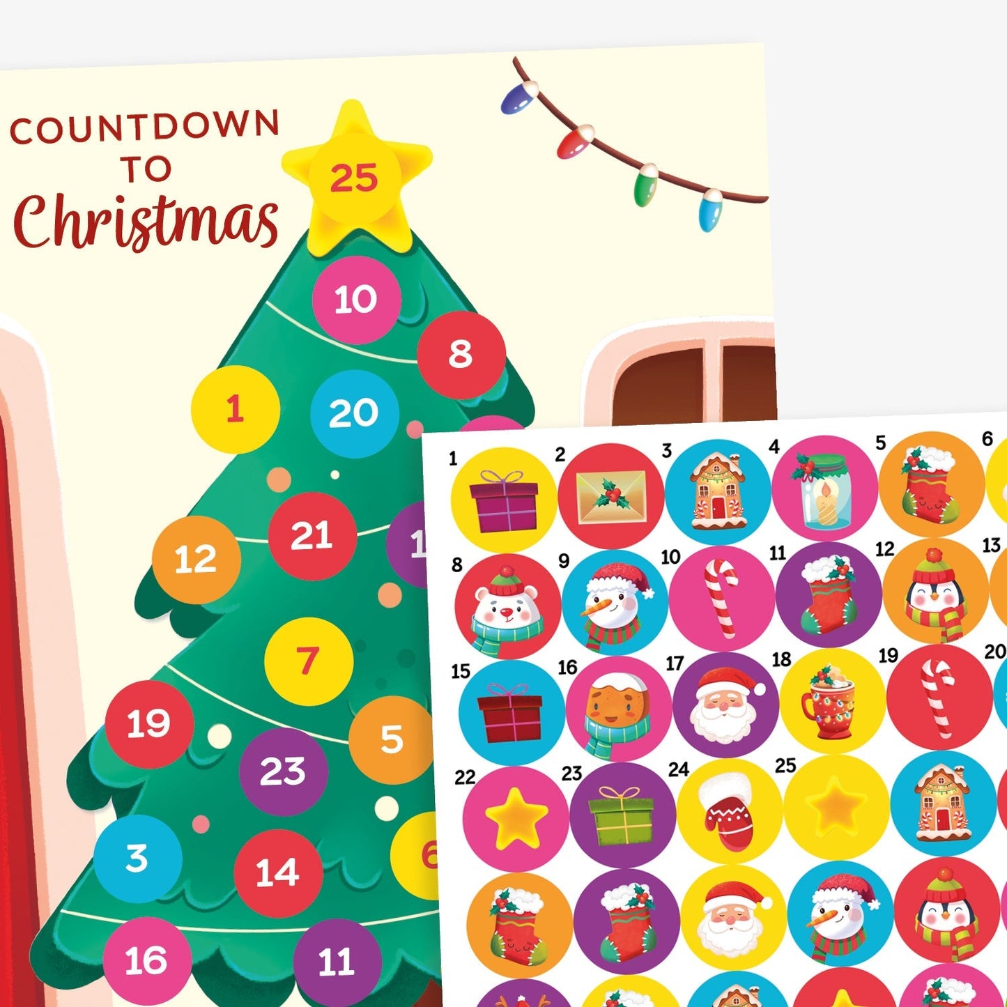 Christmas Sticker A4 Advent Calendar with 70 Stickers