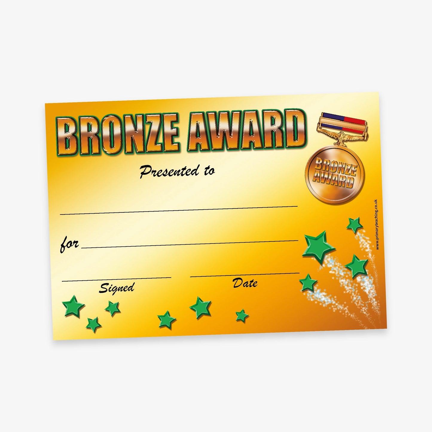 20 Bronze Award Certificate - A5