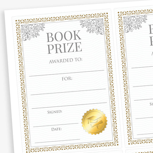 4 Book Prize Label Stickers - 139 x 99mm