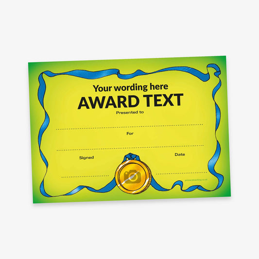 Personalised Medal Certificate – Green - A5