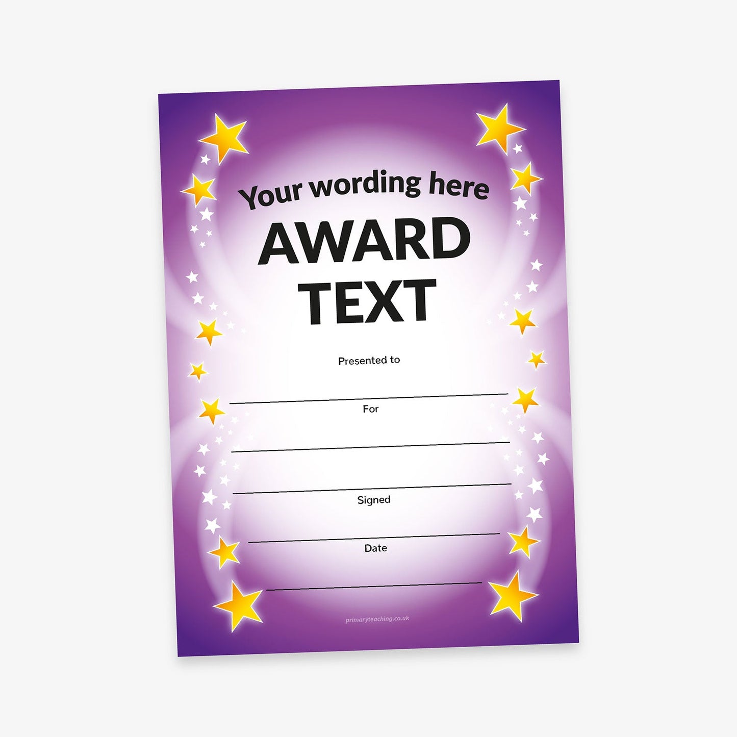 Personalised Stars Certificate - Purple - A5