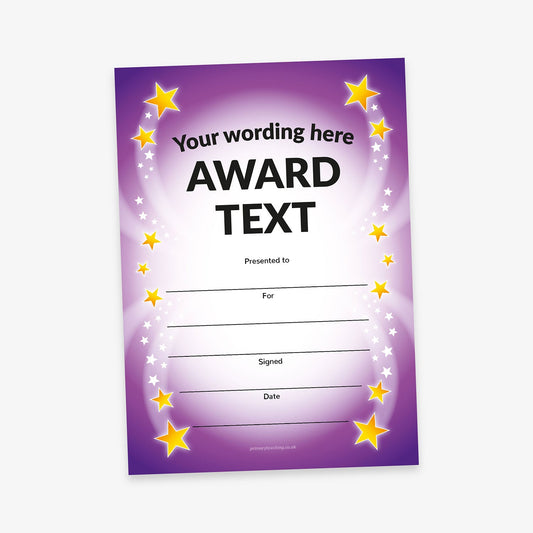 Personalised Stars Certificate - Purple - A5