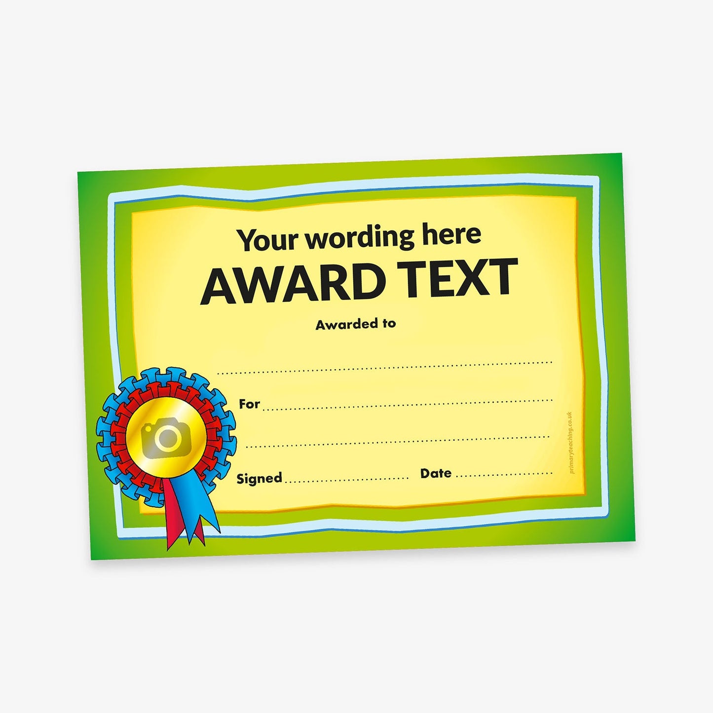 Personalised Rosette Certificate - Green - A5