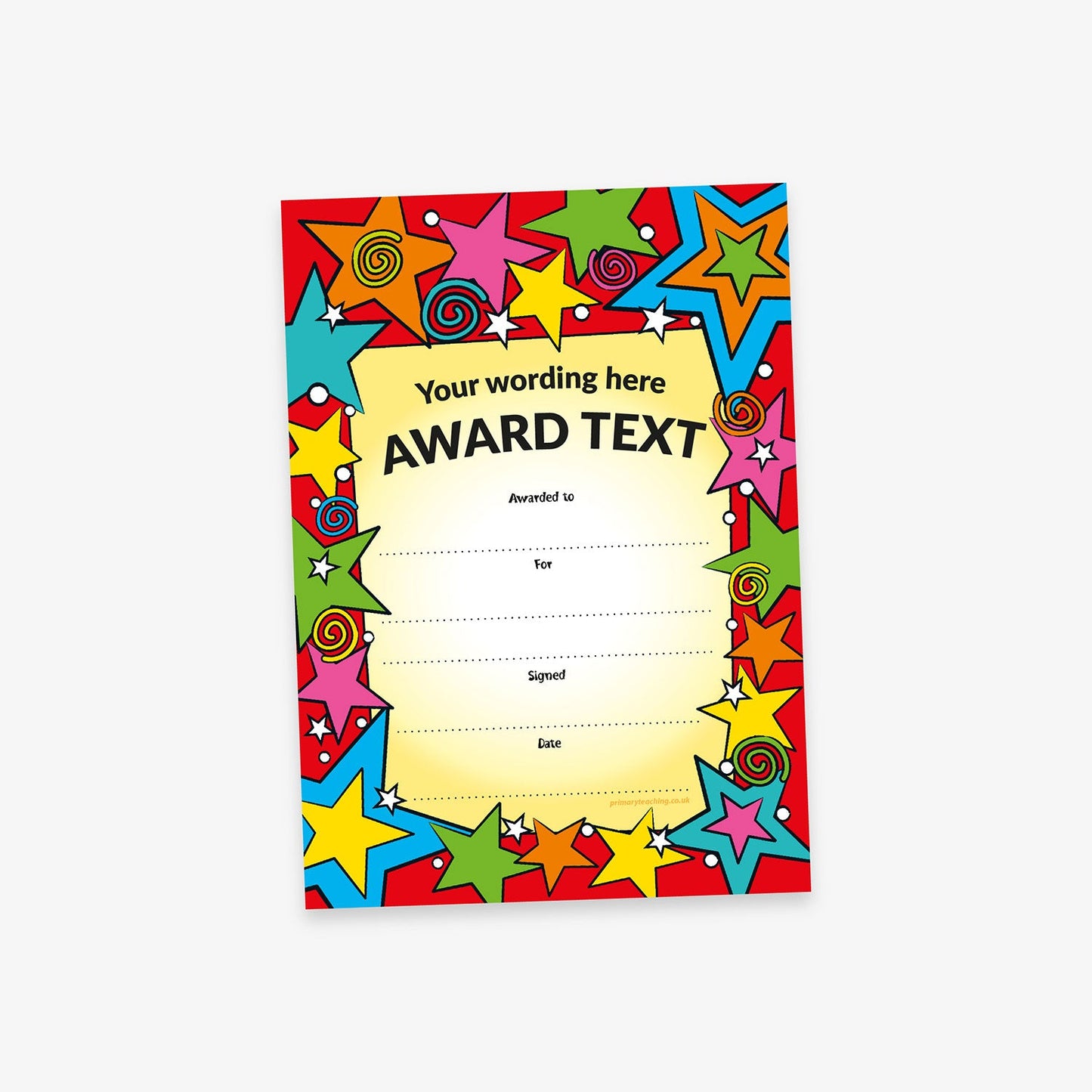 Personalised Swirls and Stars Certificate - A5