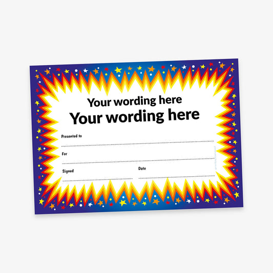 Personalised Star Burst Certificate - A5