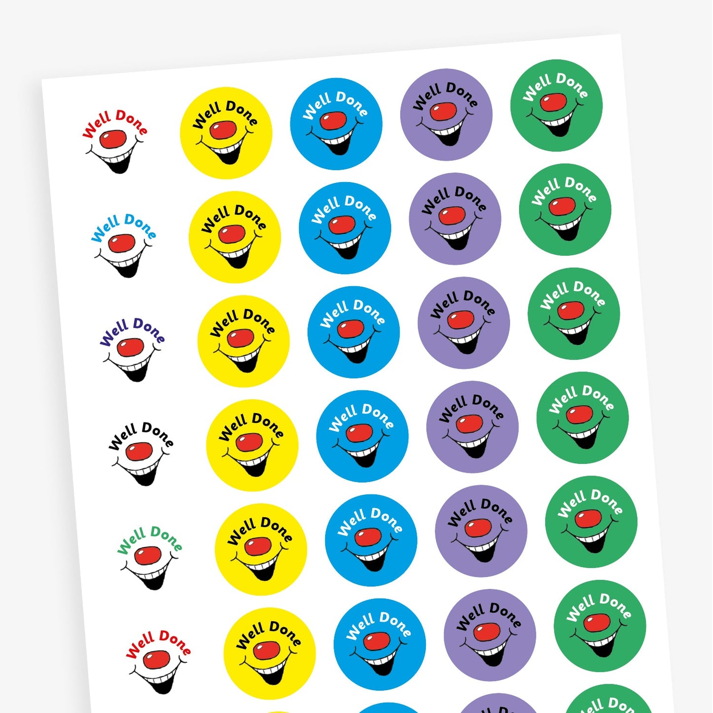 35 Smiley Well Done Stickers - 20mm