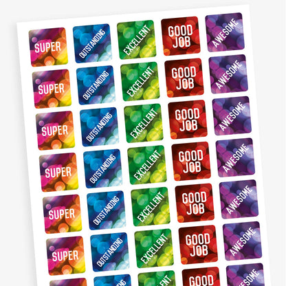 35 Positive Words Reward Stickers - 20mm