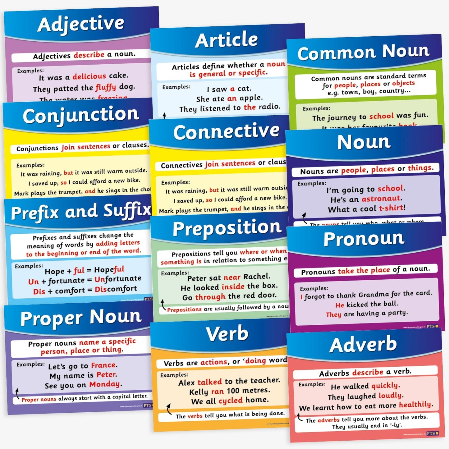12 Literacy Grammar Posters - A4