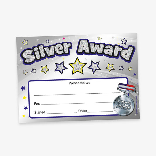 Holographic Silver Award Certificates - A5
