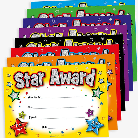 Holographic Star Award Certificates - A5