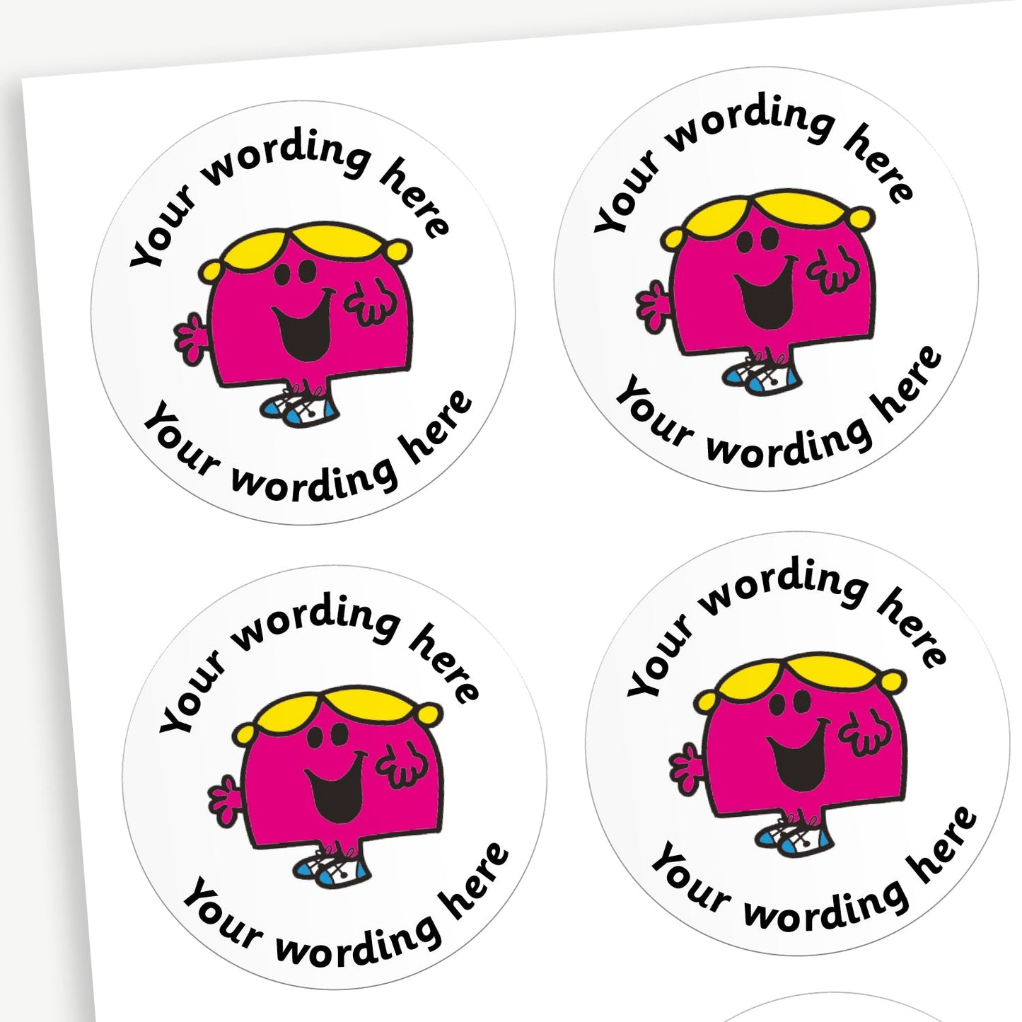 35 Personalised Little Miss Chatterbox Stickers - 37mm