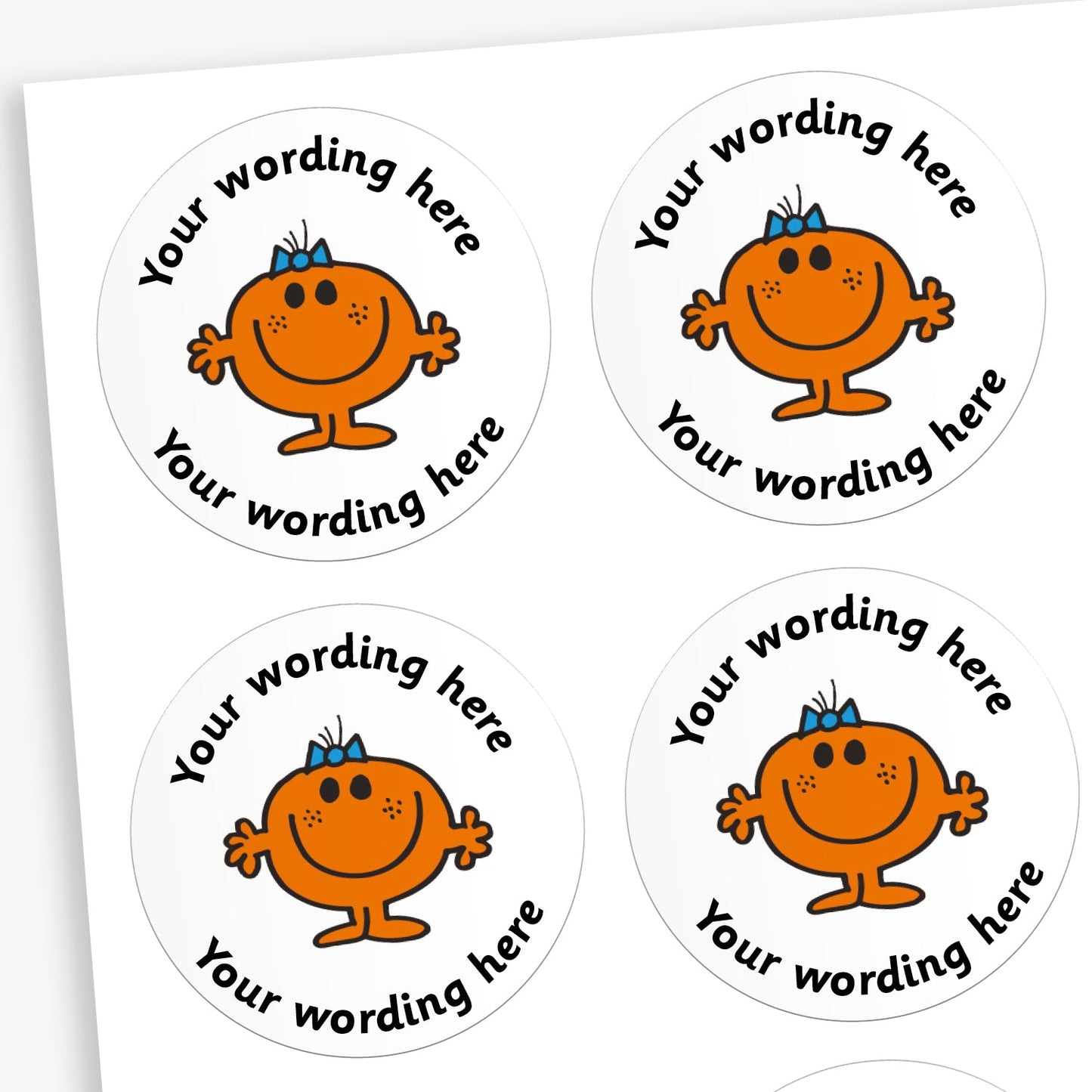 35 Personalised Little Miss Fun Stickers - 37mm