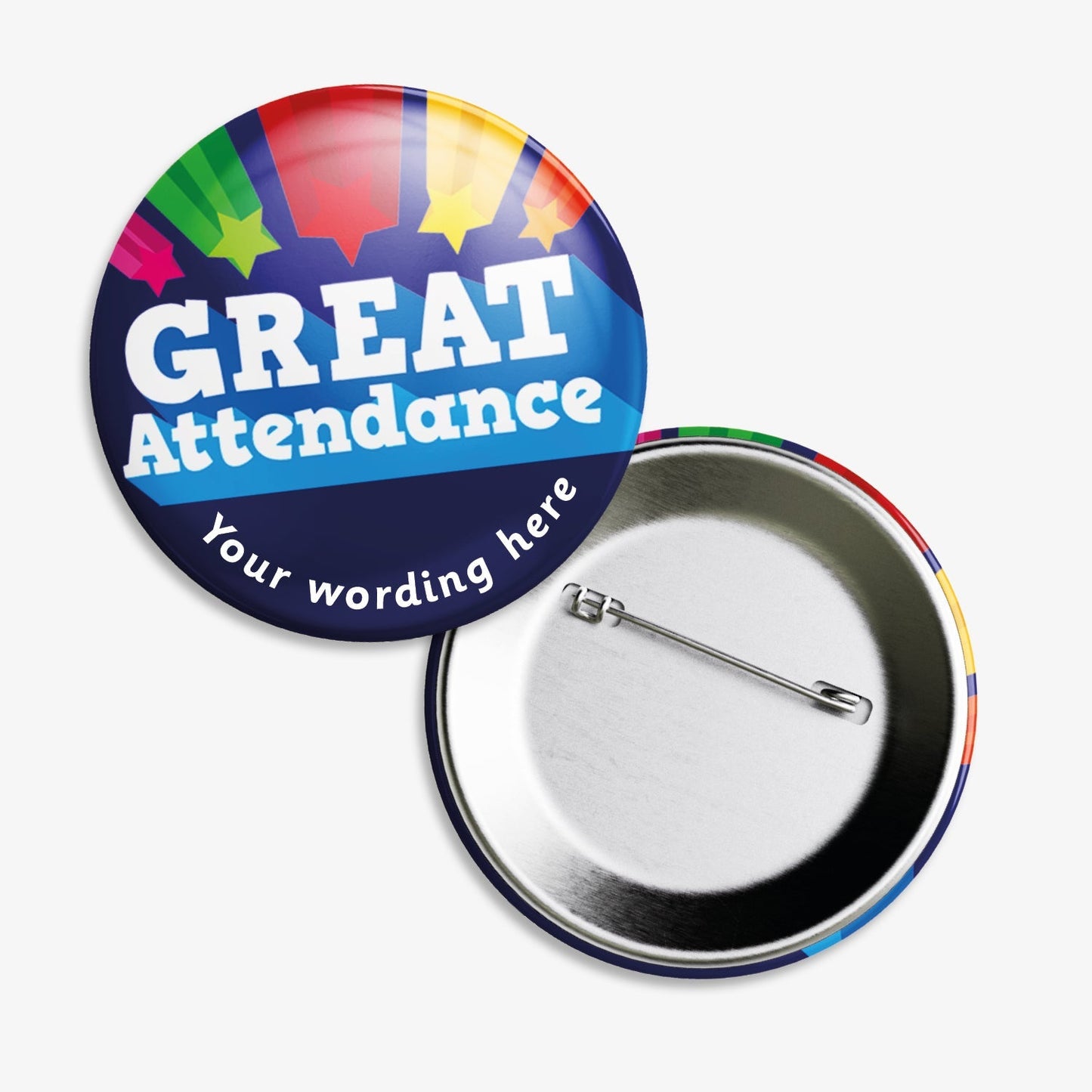 10 Personalised Great Attendance Badges - 50mm