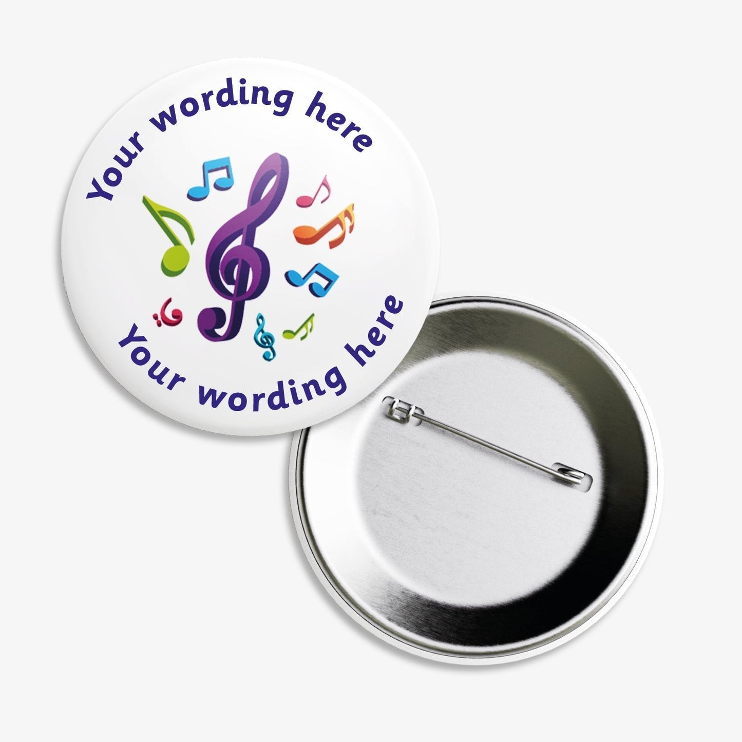 10 Personalised Music Badges - 50mm