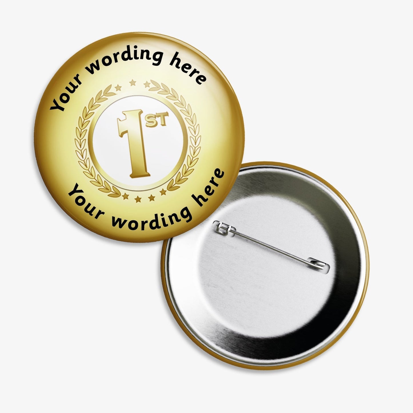10 Personalised First Badges - Gold - 38mm