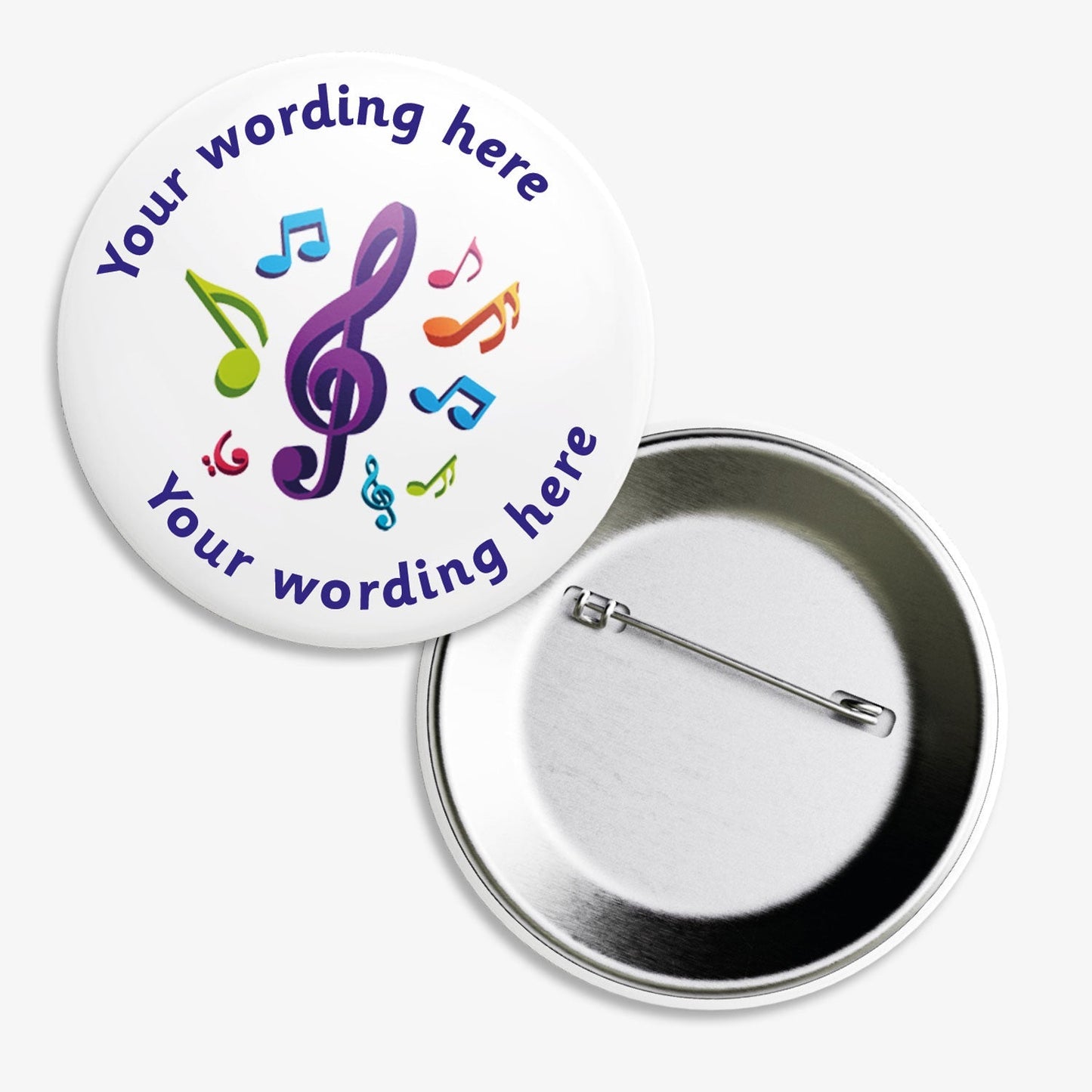 10 Personalised Music Badges - 50mm