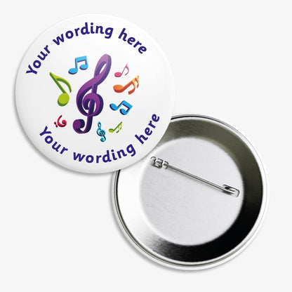10 Personalised Music Badges - 50mm