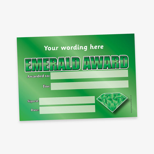 Personalised Emerald Award Certificate - A5