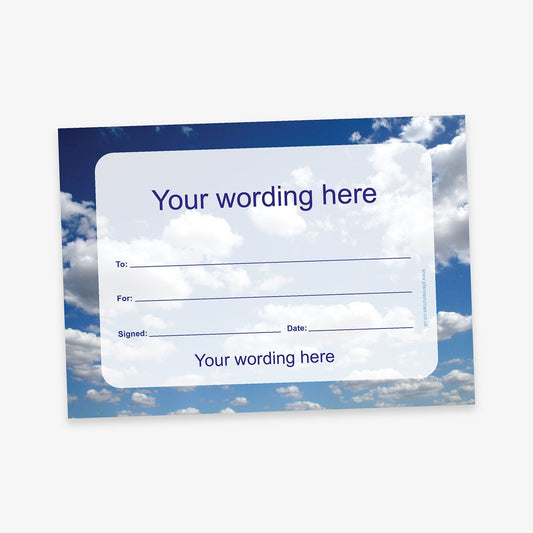 Personalised Clouds Blank Certificate - A5