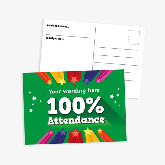 Personalised 100% Attendance Postcard - A6