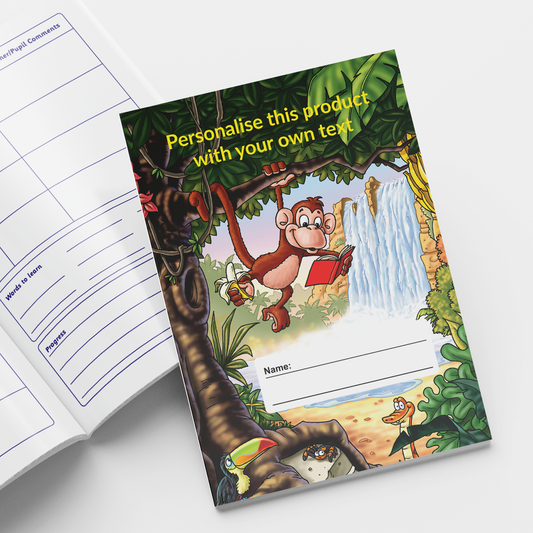 100 Personalised Reading Record Book - Jungle - A5
