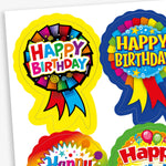 Rosette Happy Birthday Stickers - 54 x 37mm
