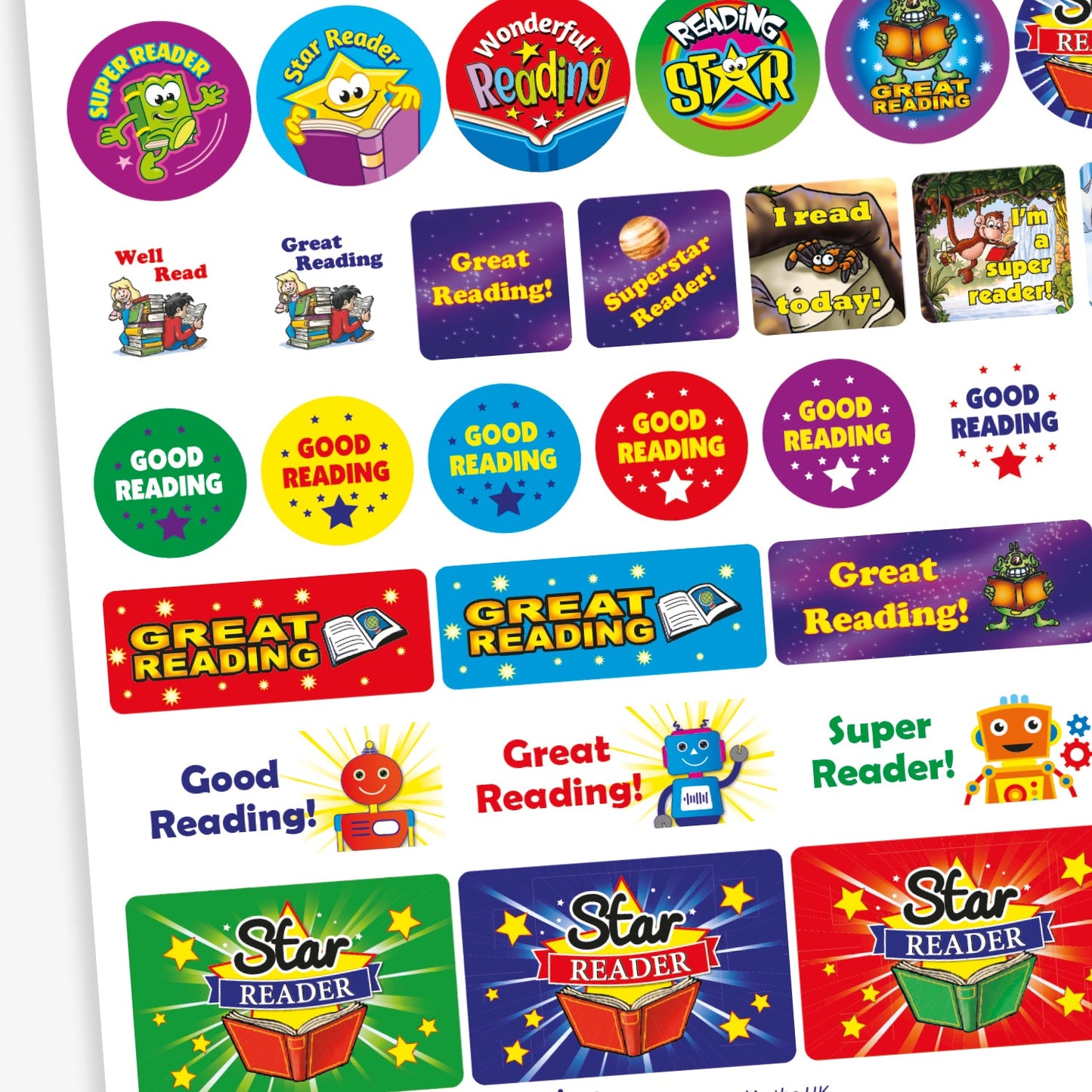 55 Reading Assorted Shape and Size Stickers
