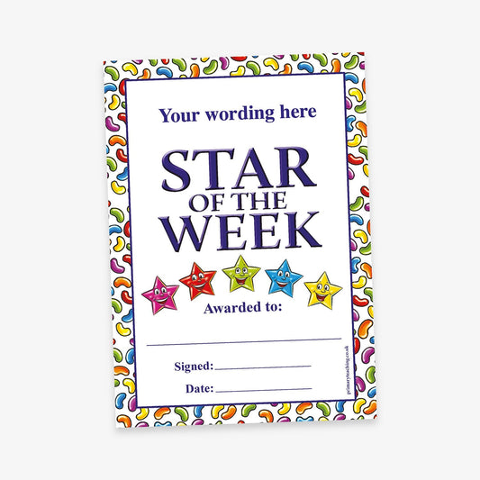 Personalised Star of the Week Jellybean Certificate - A5