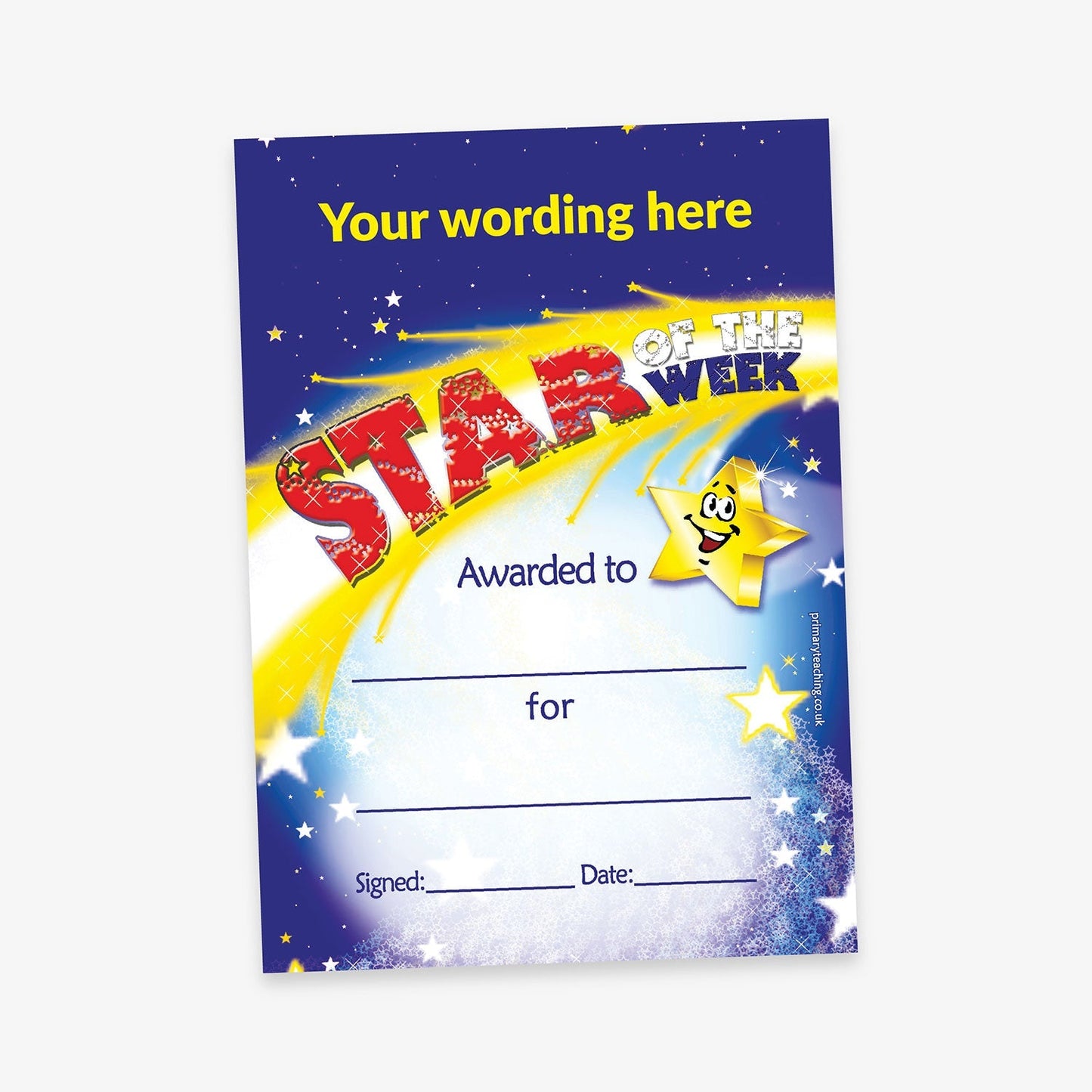 Personalised Star of the Week Shooting Star Certificate - A5
