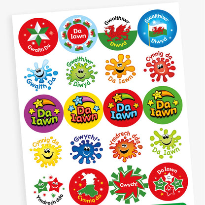 20 Welsh Praise Stickers - 32mm