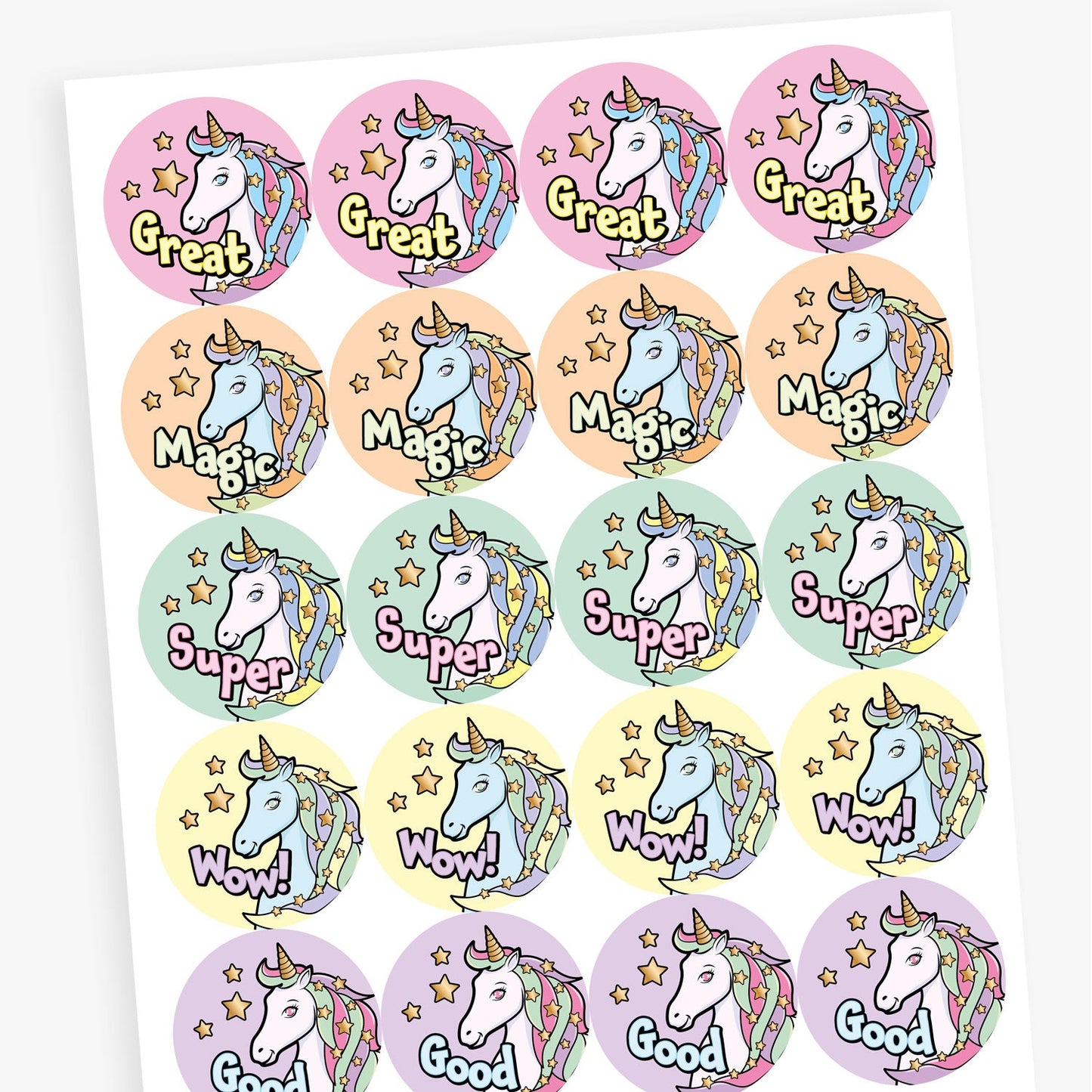Pastel Unicorn Stickers - 32mm