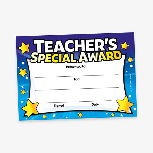 20 Teacher's Special Award Certificates - A5