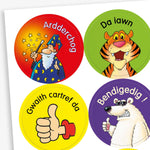 35 Welsh Phrase Character Stickers - 37mm