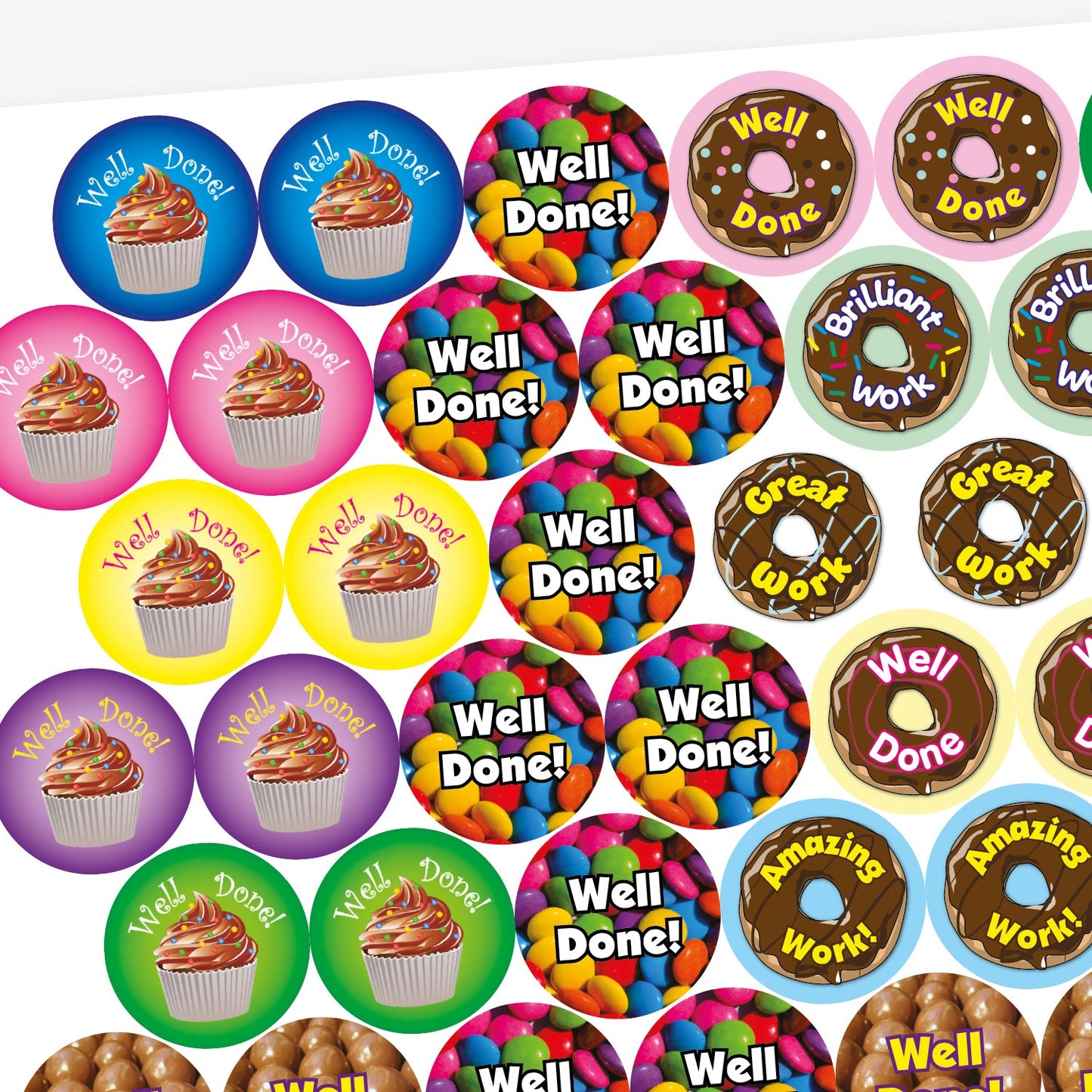 45 Chocolate Scented Assorted Well Done Stickers - 32mm