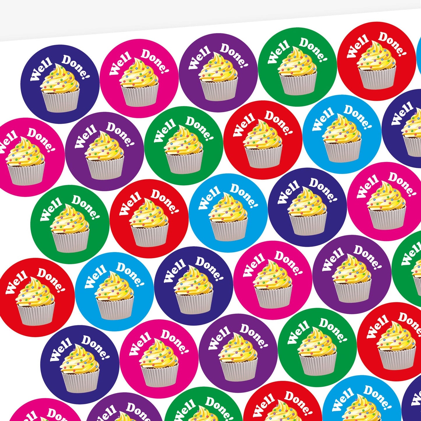 45 Vanilla Scented Cupcake Stickers - 32mm