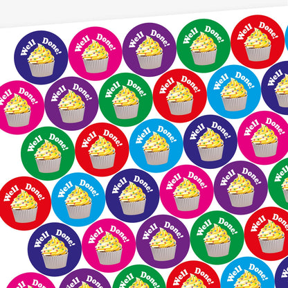 45 Vanilla Scented Cupcake Stickers - 32mm