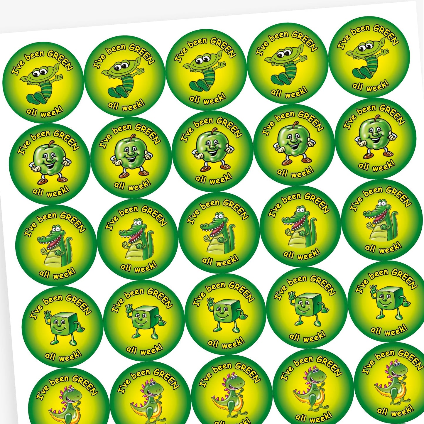 Apple Scented I've Been Green All Week Stickers - 37mm
