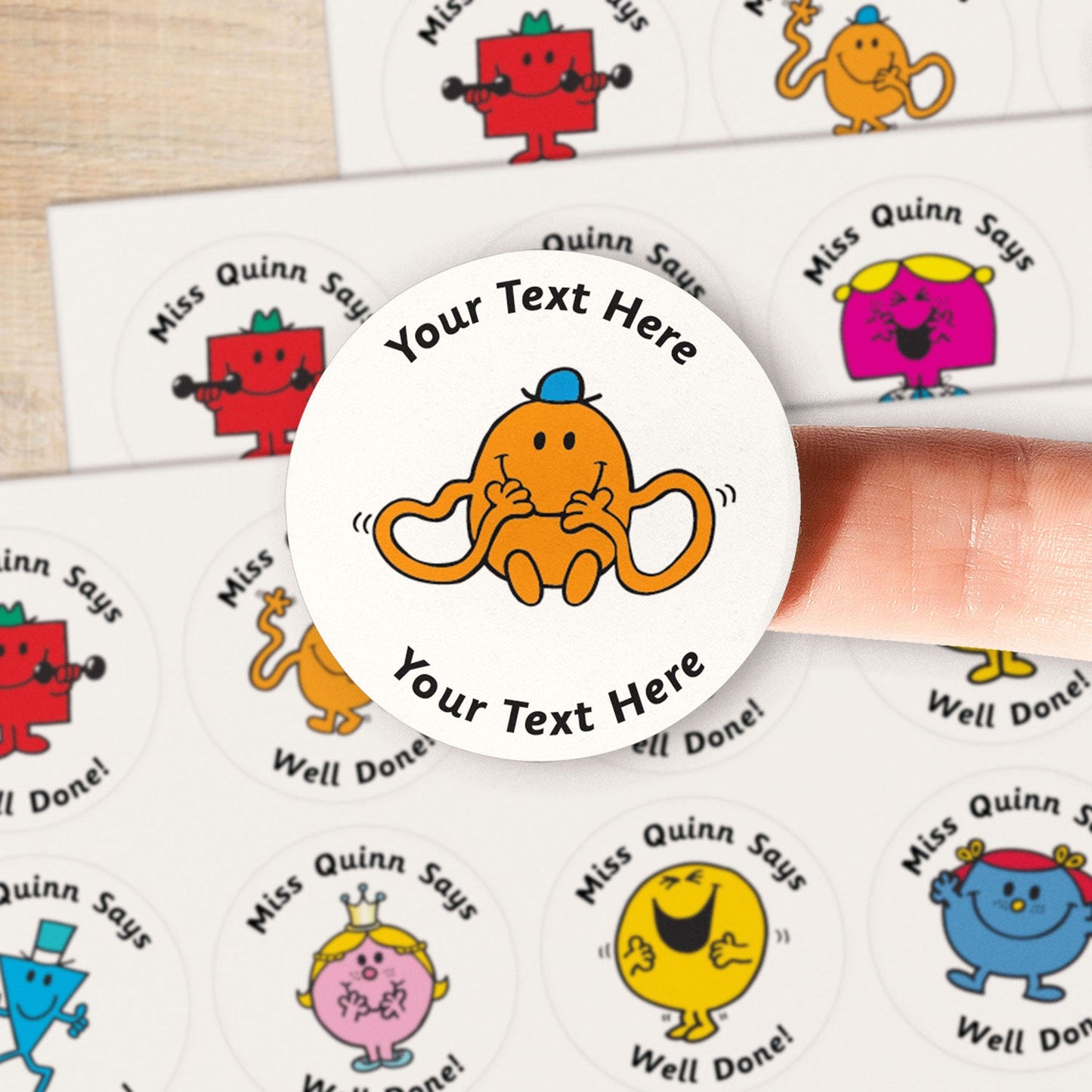 Personalised Jellybean Scented Mr Men & Little Miss Stickers - 37mm