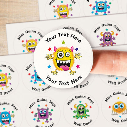 Personalised Bubblegum Scented Monster Stickers - 37mm