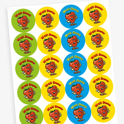 Strawberry Scented Well Done Stickers - 32mm