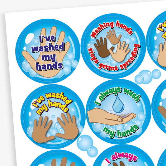 100 Hand Washing Stickers - 32mm